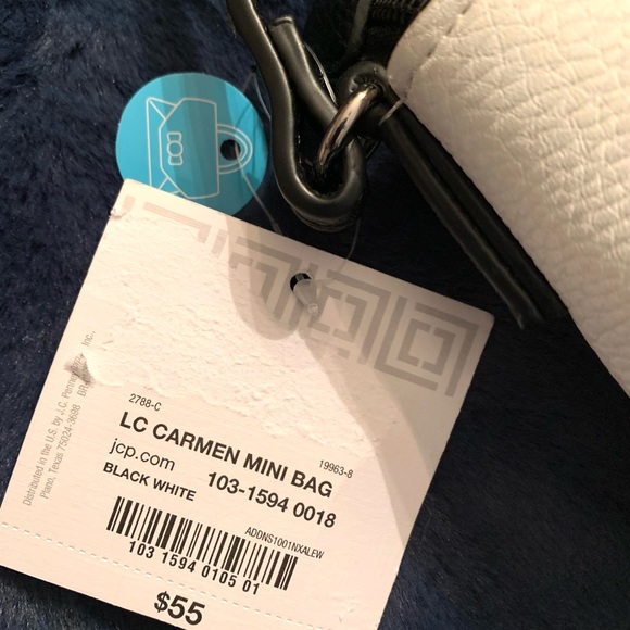 Liz Claiborne NWT LC Carman Mini Bag Crossbody Black & White - Picture 7 of 9